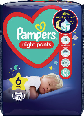 PAMPERS NIGHT PANTS MARIMEA 6 15+KG 19BUC (cu aplicatia Selgros)