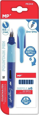 SET STILOU CU 6 REZERVE ALBASTRE VARF 0,5 MM, CULOARE ALBASTRU