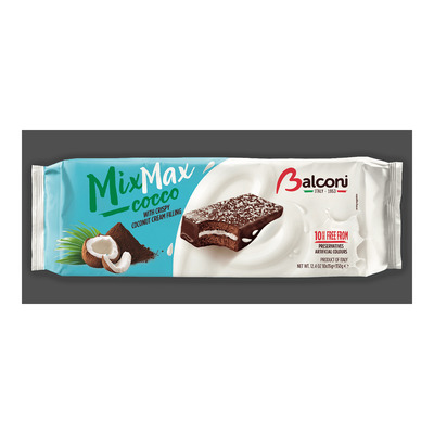 BALCONI MINI-PRAJITURI CU GLZ. CACAO& UMPL. NUCA DE COCOS350G