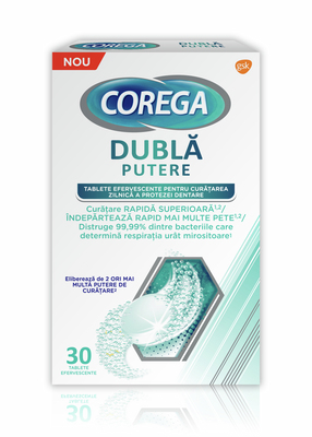 COREGA DUBLA PUTERE TABLETE CURATARE PROTEZA DENTARA 30BUC