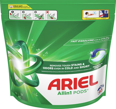 ARIEL MOUNTAIN SPRING DETERG. CAPSULE PT.RUFE 65 BUC.65SPAL.