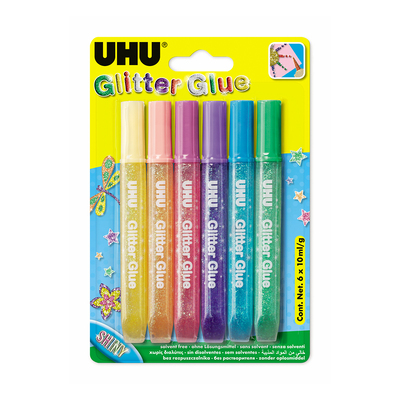 UHU ADEZIV CU SCLIPICI 6 X 10 ML DIVERSE CULORI